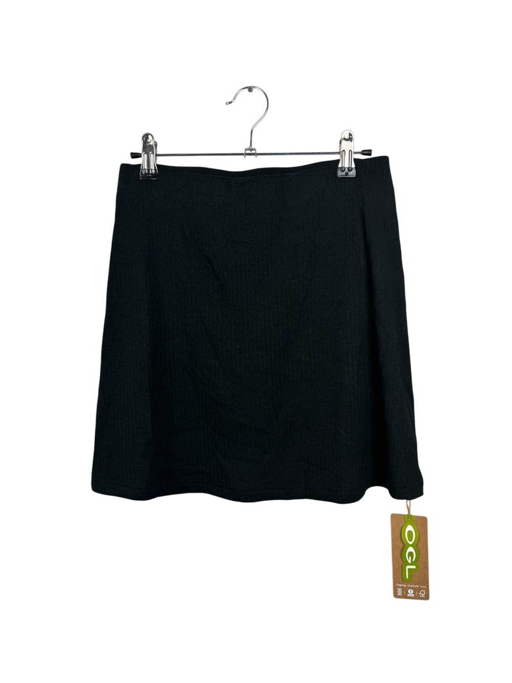 OGL Black Rib Knit A-Line Skirt